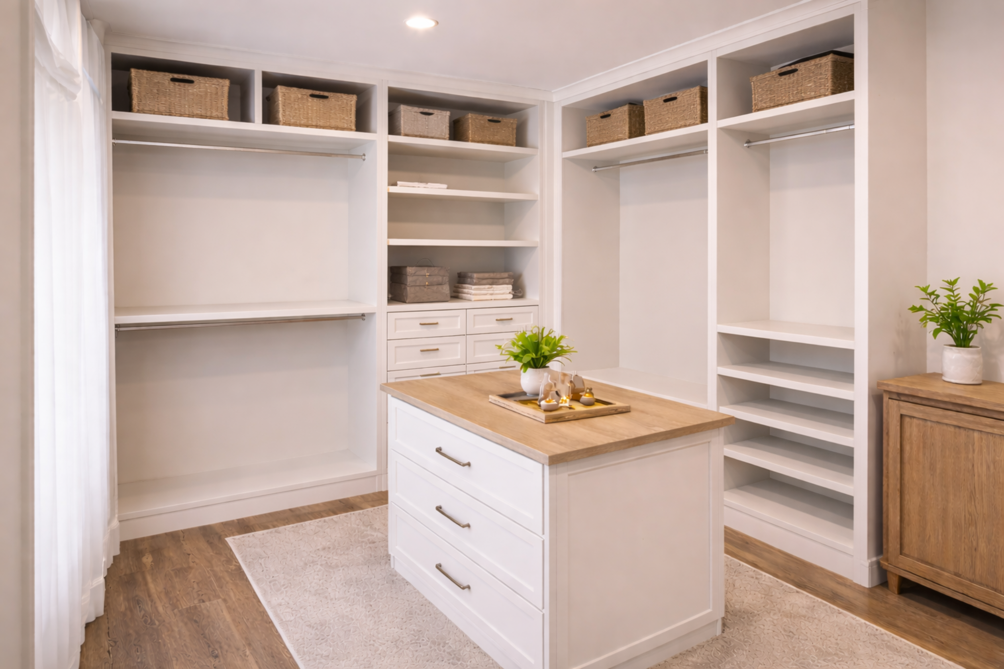 Finished custom walk-in closet installation in Atlanta, Georgia
